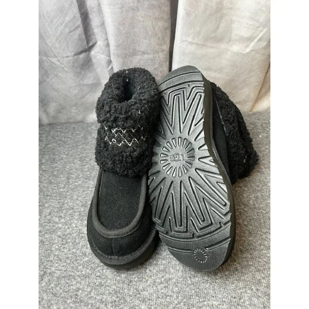 UGG Classic Ultra Mini Braid Slip-On Sheepskin Boots Booties Black 5 NEW $160